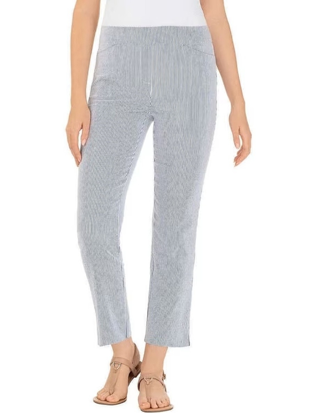 Hilary Radley - Pinstripe Pull-On Ankle Pants